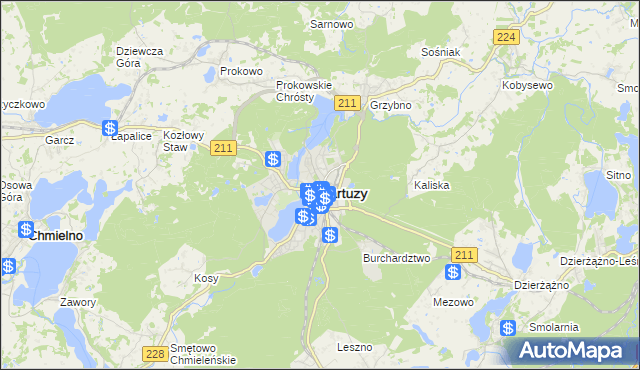 mapa Kartuzy, Kartuzy na mapie Targeo