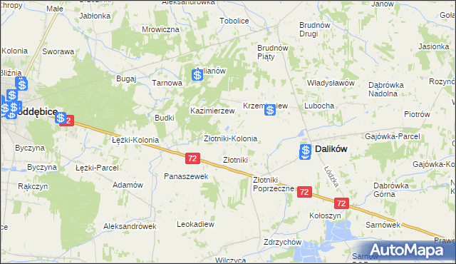 mapa Kazimierzów gmina Dalików, Kazimierzów gmina Dalików na mapie Targeo