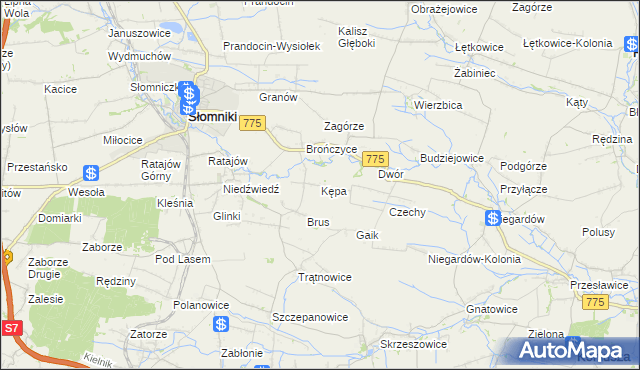 mapa Kępa gmina Słomniki, Kępa gmina Słomniki na mapie Targeo