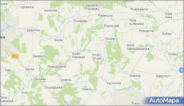 mapa Kiczki Drugie, Kiczki Drugie na mapie Targeo