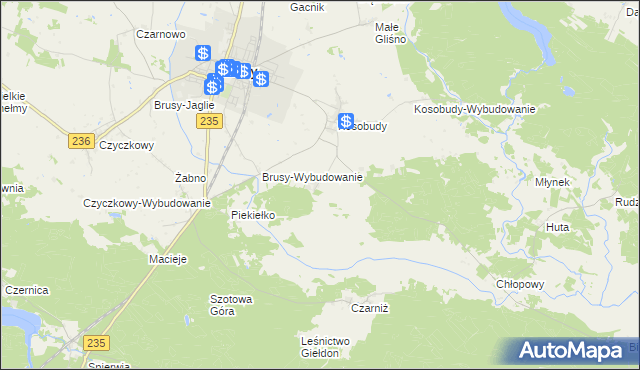mapa Kinice gmina Brusy, Kinice gmina Brusy na mapie Targeo