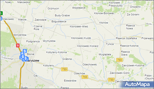 mapa Kłonowiec-Koracz, Kłonowiec-Koracz na mapie Targeo