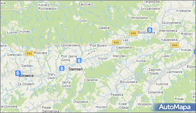 mapa Kocoń, Kocoń na mapie Targeo