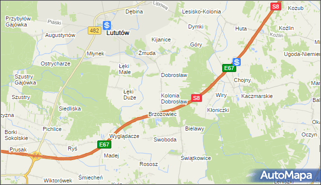 mapa Kolonia Dobrosław, Kolonia Dobrosław na mapie Targeo