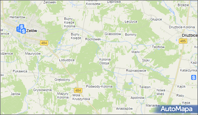 mapa Kolonia Ostoja, Kolonia Ostoja na mapie Targeo
