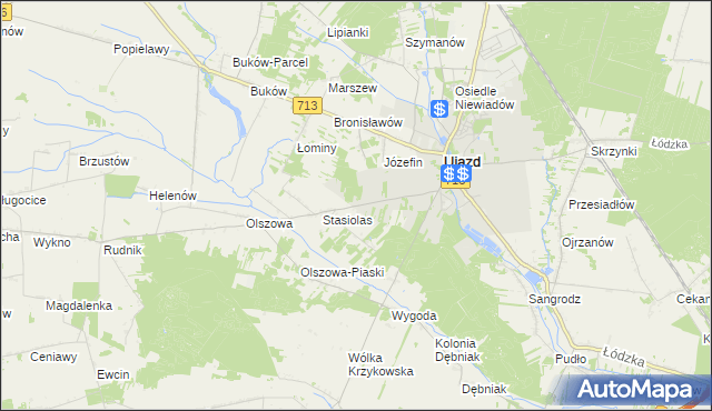 mapa Kolonia Ujazd, Kolonia Ujazd na mapie Targeo