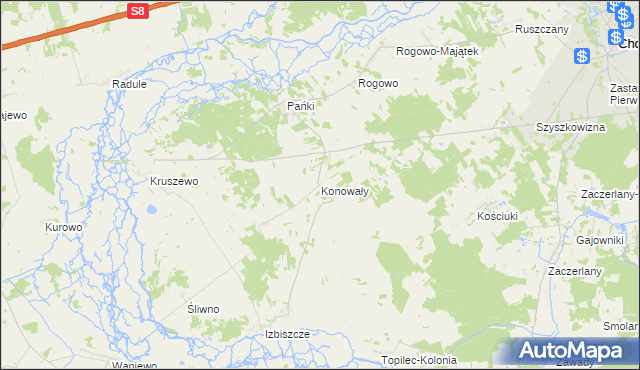mapa Konowały, Konowały na mapie Targeo