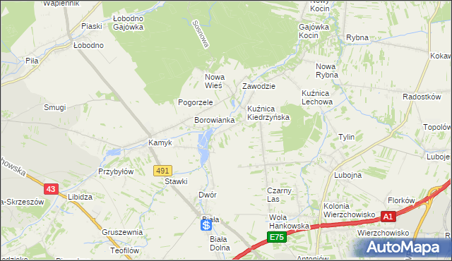 mapa Kopiec gmina Kłobuck, Kopiec gmina Kłobuck na mapie Targeo
