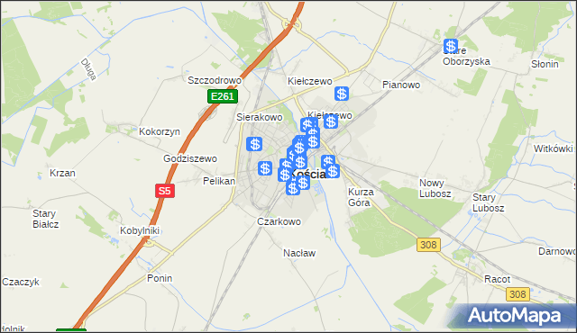 mapa Kościan, Kościan na mapie Targeo
