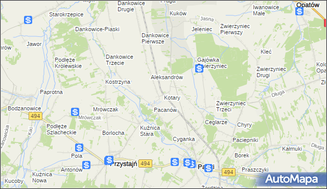 mapa Kotary, Kotary na mapie Targeo