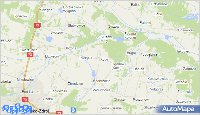 mapa Kotki gmina Busko-Zdrój, Kotki gmina Busko-Zdrój na mapie Targeo