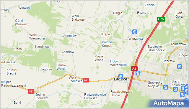 mapa Kozia Woda, Kozia Woda na mapie Targeo