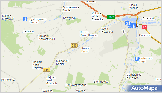 mapa Kozice Dolne, Kozice Dolne na mapie Targeo