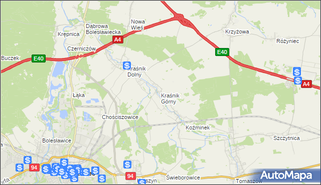 mapa Kraśnik Górny, Kraśnik Górny na mapie Targeo