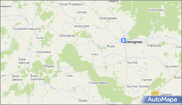 mapa Krery gmina Dzierzgowo, Krery gmina Dzierzgowo na mapie Targeo