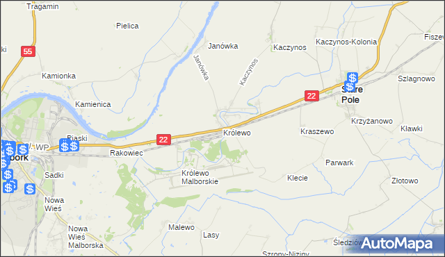 mapa Królewo gmina Stare Pole, Królewo gmina Stare Pole na mapie Targeo