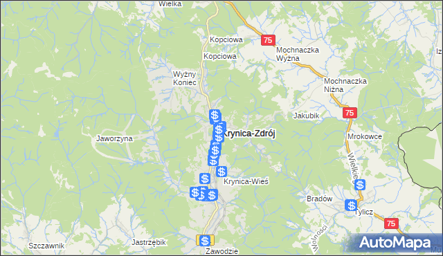 mapa Krynica-Zdrój, Krynica-Zdrój na mapie Targeo