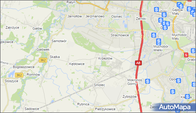 mapa Krzeptów, Krzeptów na mapie Targeo