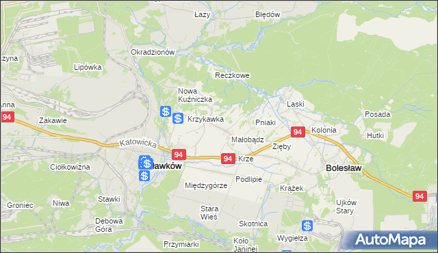 mapa Krzykawa, Krzykawa na mapie Targeo
