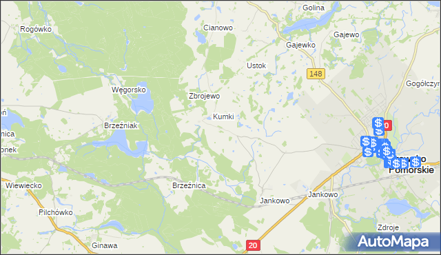 mapa Krzynno, Krzynno na mapie Targeo