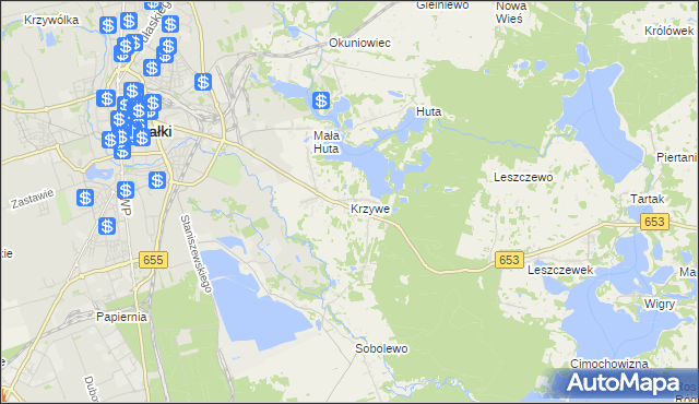 mapa Krzywe gmina Suwałki, Krzywe gmina Suwałki na mapie Targeo