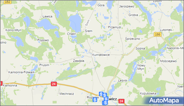 mapa Kurnatowice, Kurnatowice na mapie Targeo