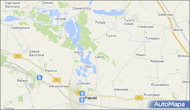 mapa Łącko gmina Pakość, Łącko gmina Pakość na mapie Targeo