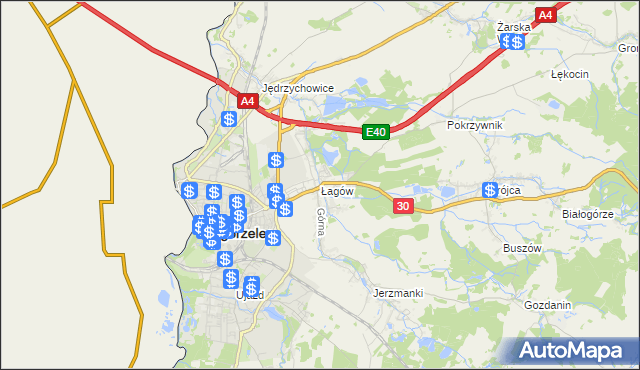 mapa Łagów gmina Zgorzelec, Łagów gmina Zgorzelec na mapie Targeo