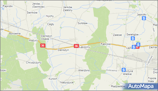 mapa Łąkociny, Łąkociny na mapie Targeo