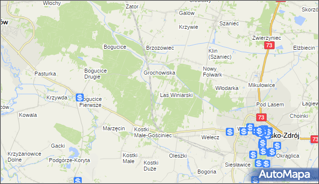 mapa Las Winiarski, Las Winiarski na mapie Targeo
