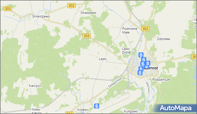 mapa Laski gmina Babimost, Laski gmina Babimost na mapie Targeo
