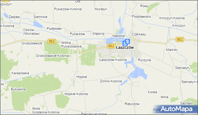mapa Łaszczów-Kolonia, Łaszczów-Kolonia na mapie Targeo