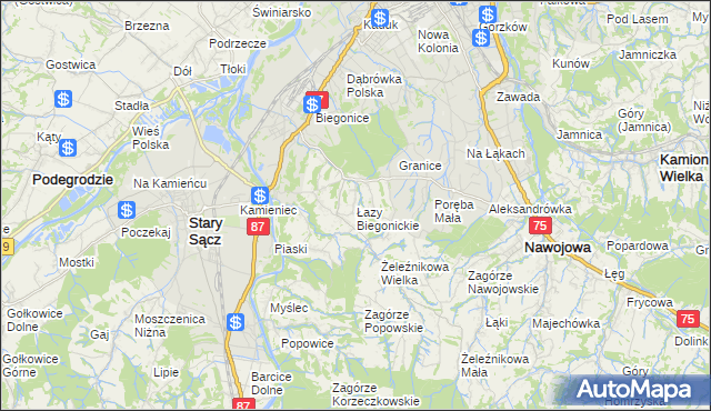 mapa Łazy Biegonickie, Łazy Biegonickie na mapie Targeo