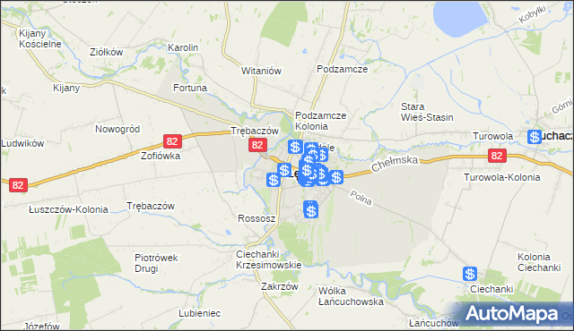 mapa Łęczna, Łęczna na mapie Targeo