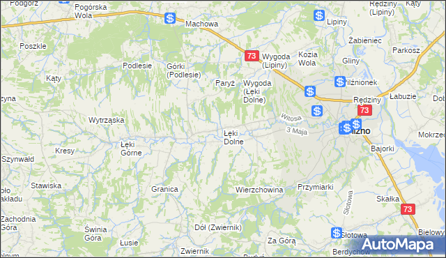 mapa Łęki Dolne, Łęki Dolne na mapie Targeo