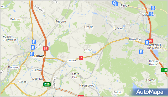 mapa Leźno, Leźno na mapie Targeo