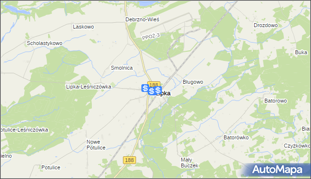 mapa Lipka powiat złotowski, Lipka powiat złotowski na mapie Targeo