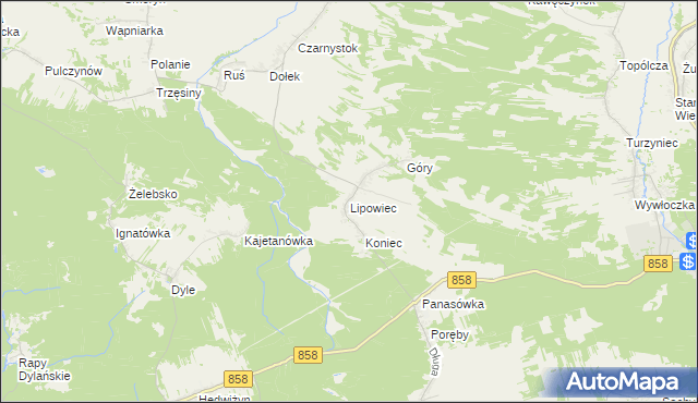 mapa Lipowiec gmina Tereszpol, Lipowiec gmina Tereszpol na mapie Targeo