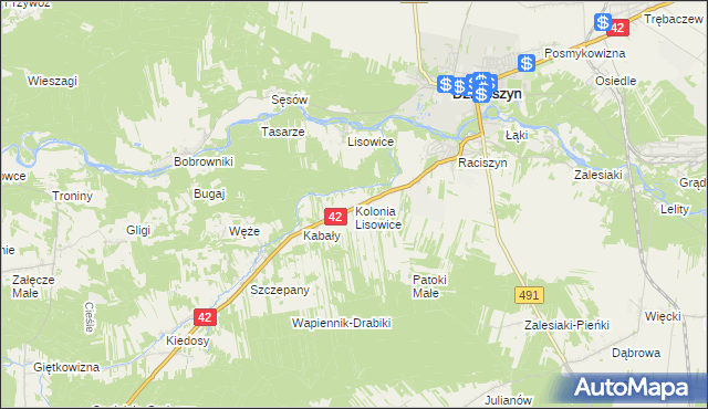 mapa Lisowice-Kolonia, Lisowice-Kolonia na mapie Targeo