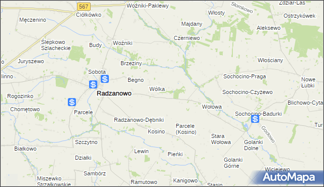 mapa Łoniewo gmina Radzanowo, Łoniewo gmina Radzanowo na mapie Targeo