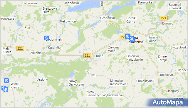 mapa Lubań gmina Nowa Karczma, Lubań gmina Nowa Karczma na mapie Targeo