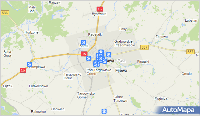 mapa Lubawa, Lubawa na mapie Targeo