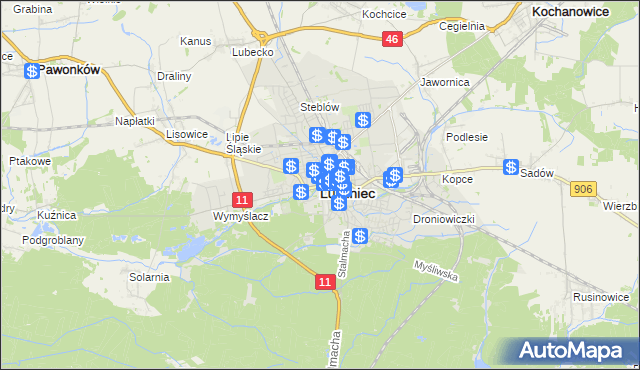 mapa Lubliniec, Lubliniec na mapie Targeo