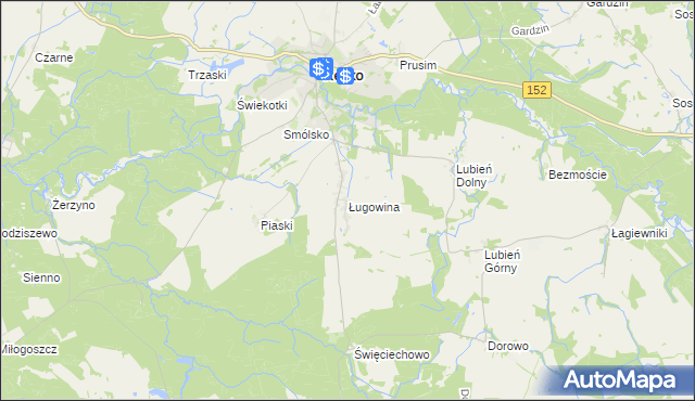 mapa Ługowina gmina Resko, Ługowina gmina Resko na mapie Targeo