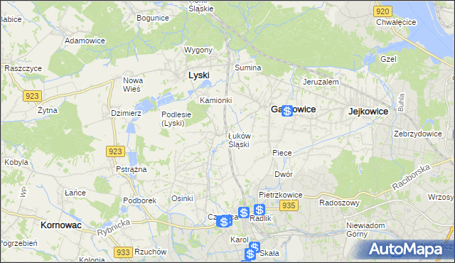 mapa Łuków Śląski, Łuków Śląski na mapie Targeo