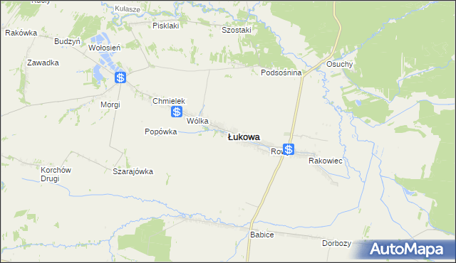 mapa Łukowa powiat biłgorajski, Łukowa powiat biłgorajski na mapie Targeo