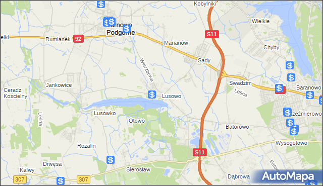 mapa Lusowo, Lusowo na mapie Targeo