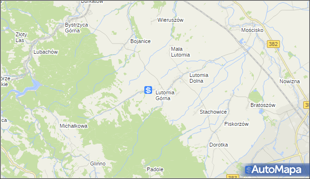 mapa Lutomia Górna, Lutomia Górna na mapie Targeo