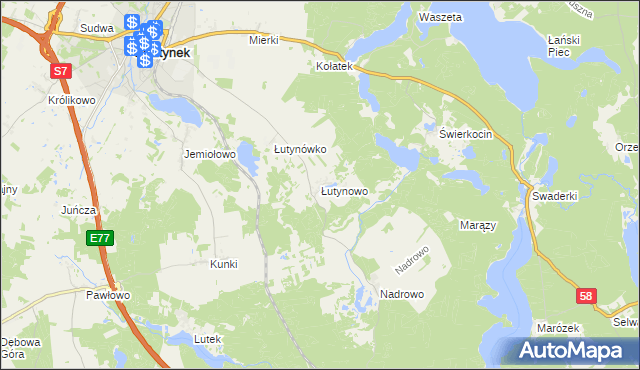 mapa Łutynowo, Łutynowo na mapie Targeo