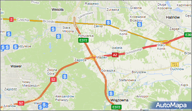 mapa Majdan gmina Wiązowna, Majdan gmina Wiązowna na mapie Targeo
